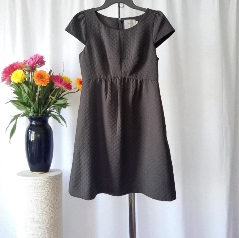 Anthropologie HD In Paris Black Textured Empress Dress with Pockets - Picture 2 of 14